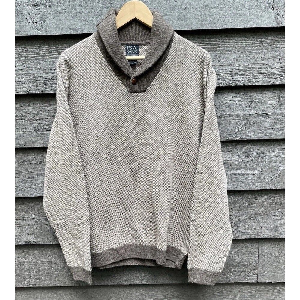 NOS Jos. A. Bank Lambswool Shawl Collar Sweater Heritage Old Money L NWT